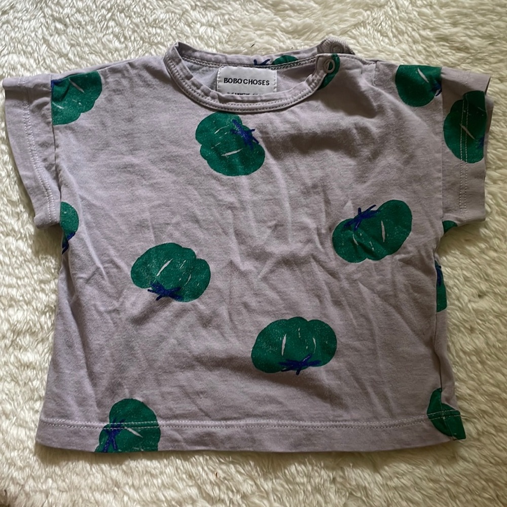 bobo choses tomato print shirt, 3-6m